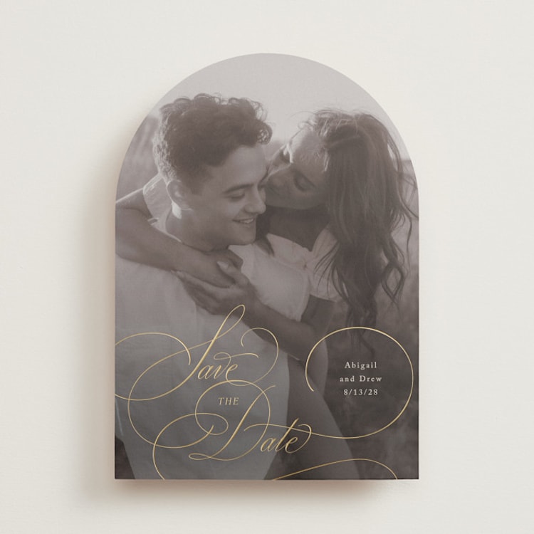 "Elegantly Scripted" - Save the Dates in Cream by Hooray Creative - Front