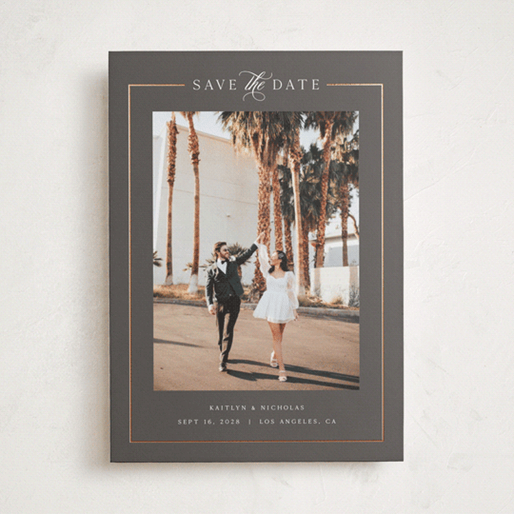 "Mulholland" - Save the Dates in Graphite by Melanie Kosuge - Front