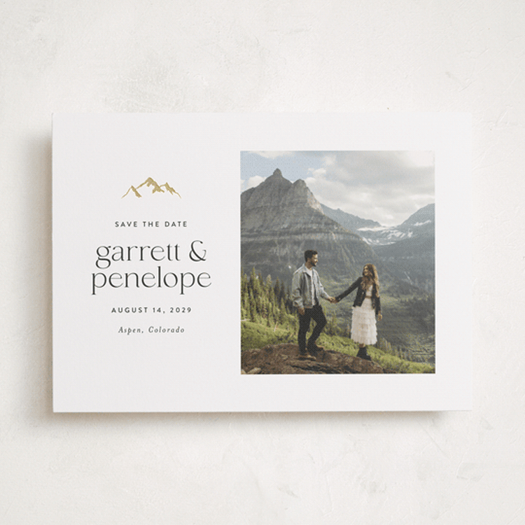 "Minimal Mountain" - Save the Dates in Snow by Amy Payne - Front