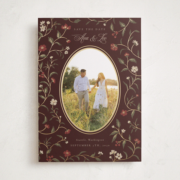 "A Gilded Date" - Save the Dates in Wine by Elly - Front