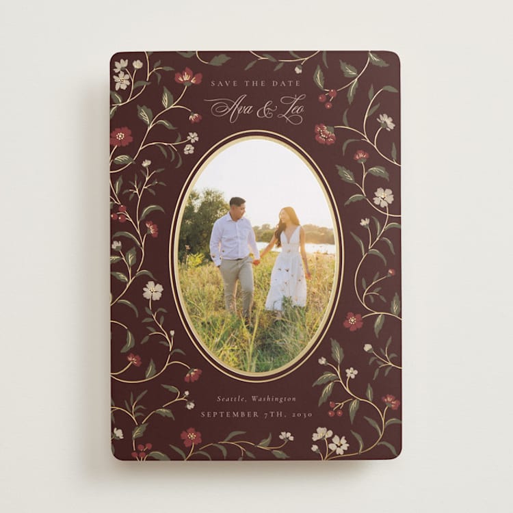 "A Gilded Date" - Save the Dates in Wine by Elly - Front