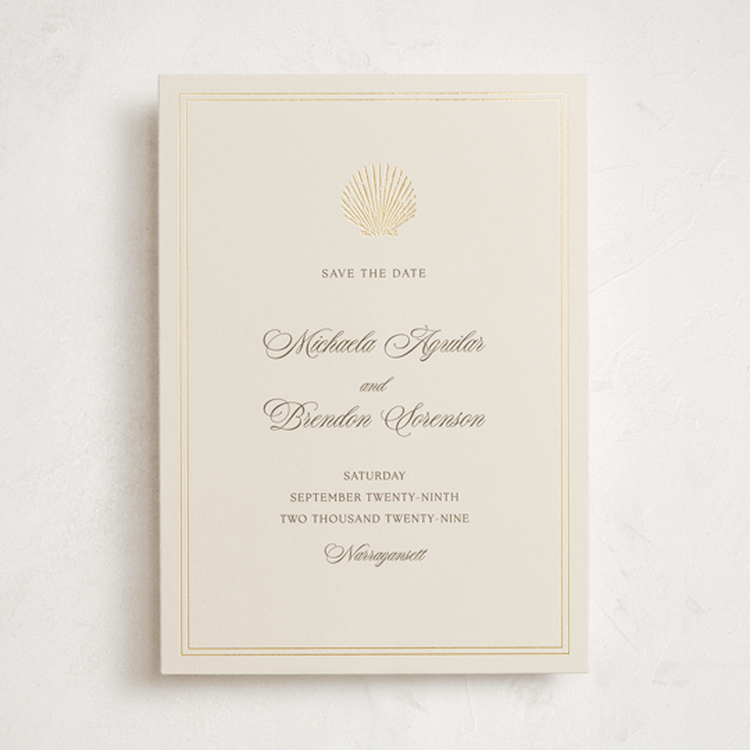 "Seaside" - Save the Dates in Champagne by Griffinbell Paper Co. - Front