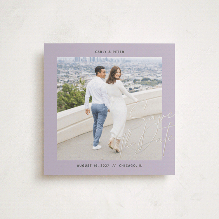 "Metro" - Save the Dates in Lilac by Inkblot Design - Front