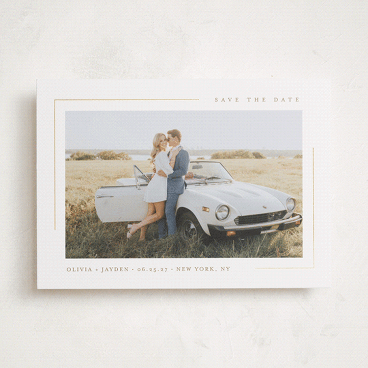 "Clean Lines" - Save the Dates in Lily by Christy Hy Lee - Front
