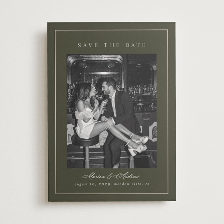"Refined" - Save the Dates in Olive by Nicole Walsh - Front