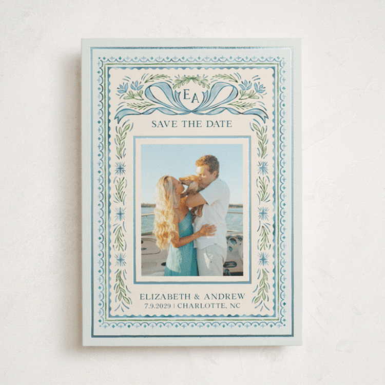 "Gift" - Save the Dates in Blue Jay by Paper Sun Studio - Front