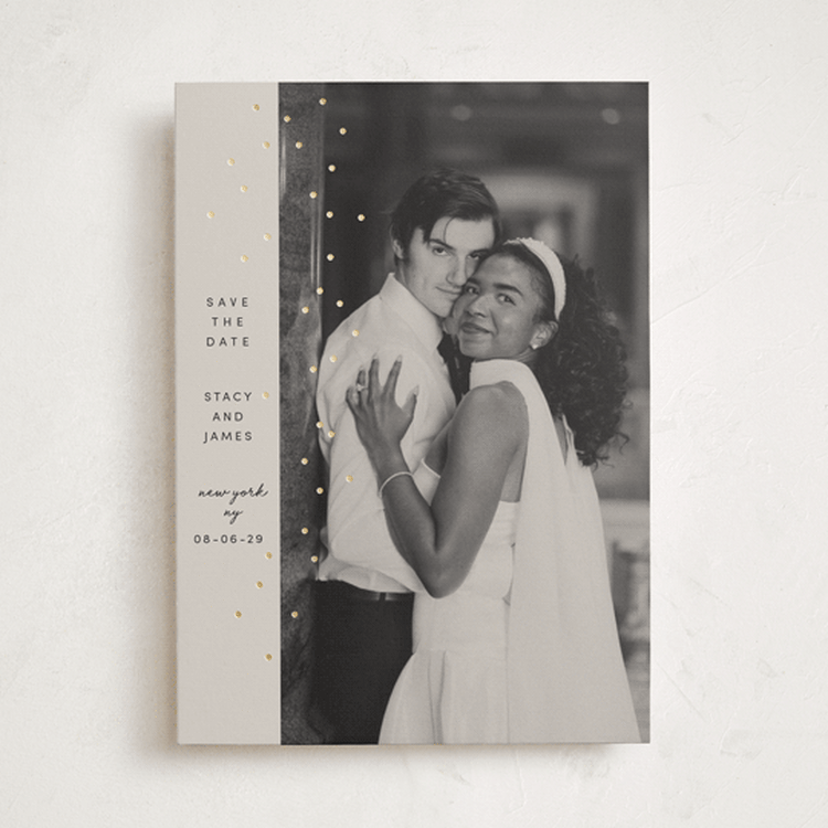 "minimal sparkle" - Save the Dates in Ecru by Dana Duricekova - Front