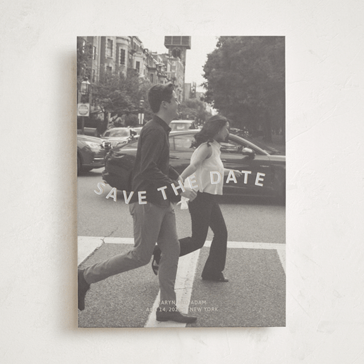 "wavy" - Save the Dates in Greige by Inkblot Design - Front