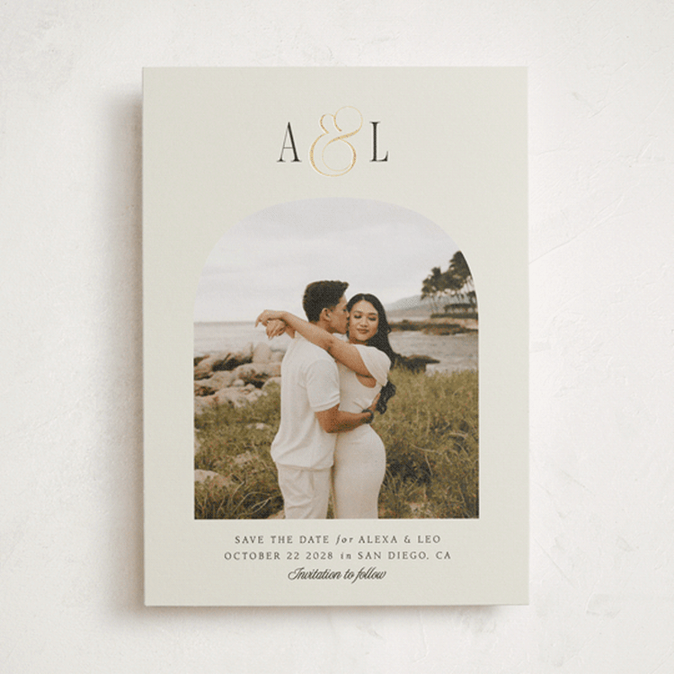 "Skye" - Save the Dates in Cream by Robert and Stella - Front