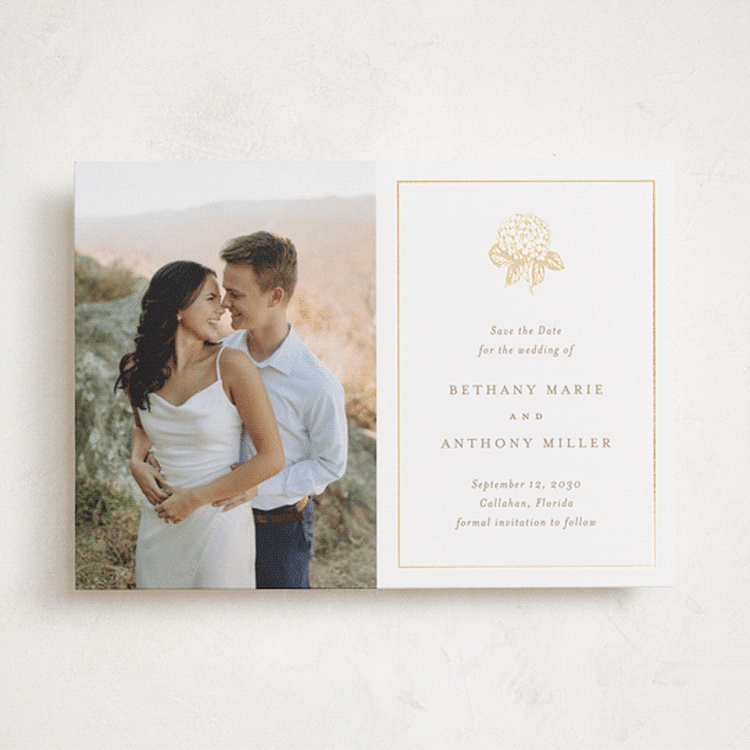 "Hydrangea bloom" - Save the Dates in Cotton by Stacey Meacham - Front