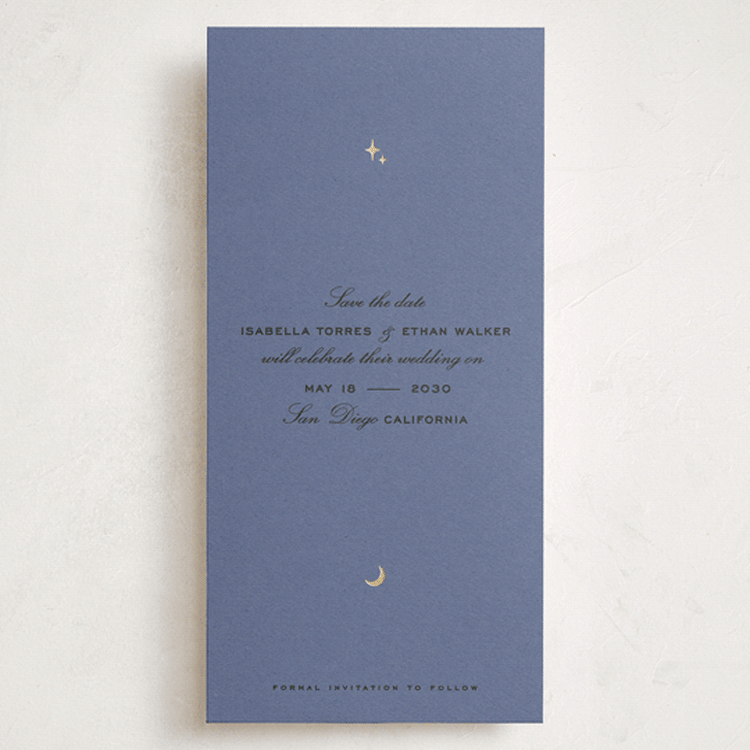"Celeste" - Save the Dates in Twilight Blue by Leia Matt - Front