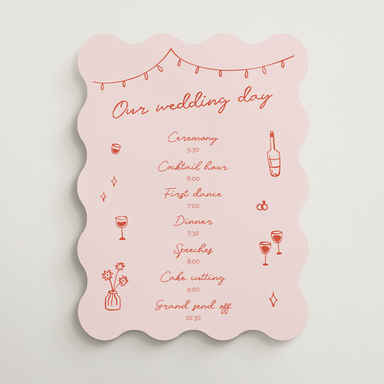 "Party On!" - Schedule Signs in Sangria Spark by Zove Ahhh - Front