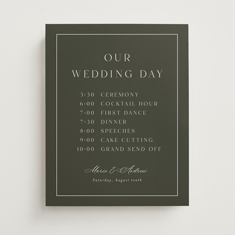 "Refined" - Schedule Signs in Olive by Nicole Walsh - Front