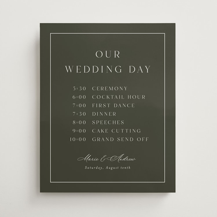 "Refined" - Schedule Signs in Olive by Nicole Walsh - Front