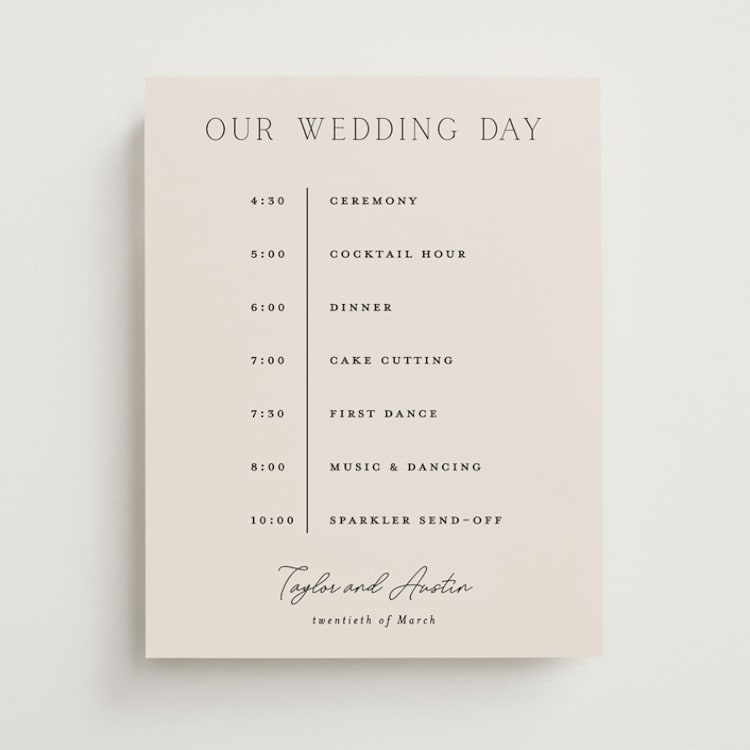 "In Love" - Schedule Signs in Linen by Vanessa Doyle - Front
