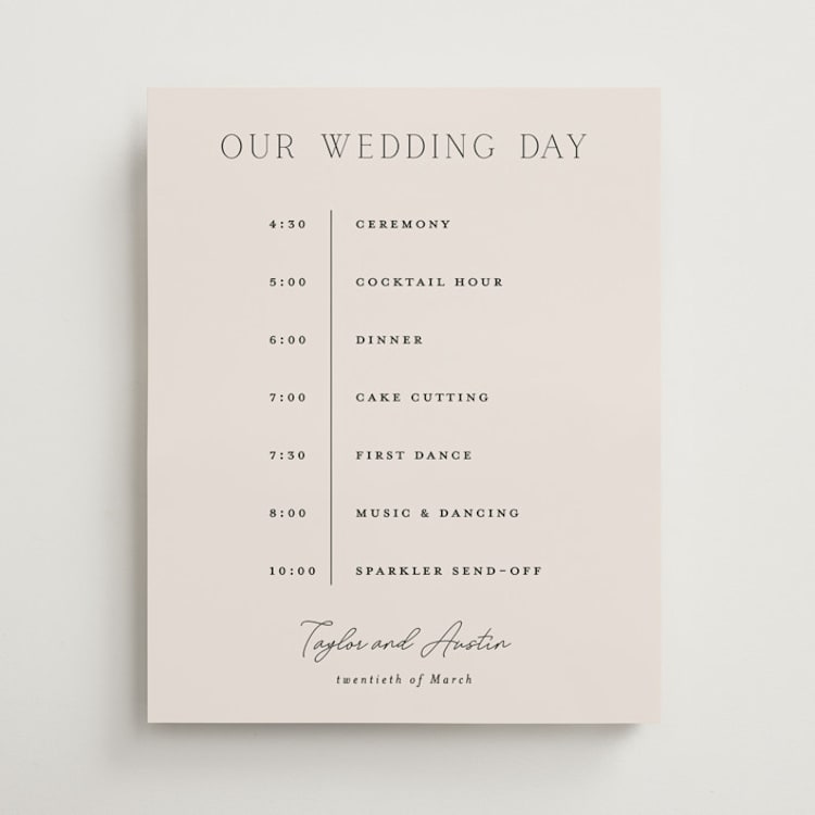 "In Love" - Schedule Signs in Linen by Vanessa Doyle - Front