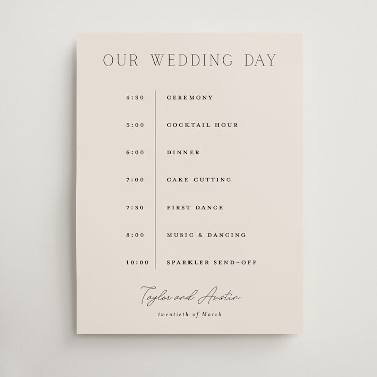 "In Love" - Schedule Signs in Linen by Vanessa Doyle - Front