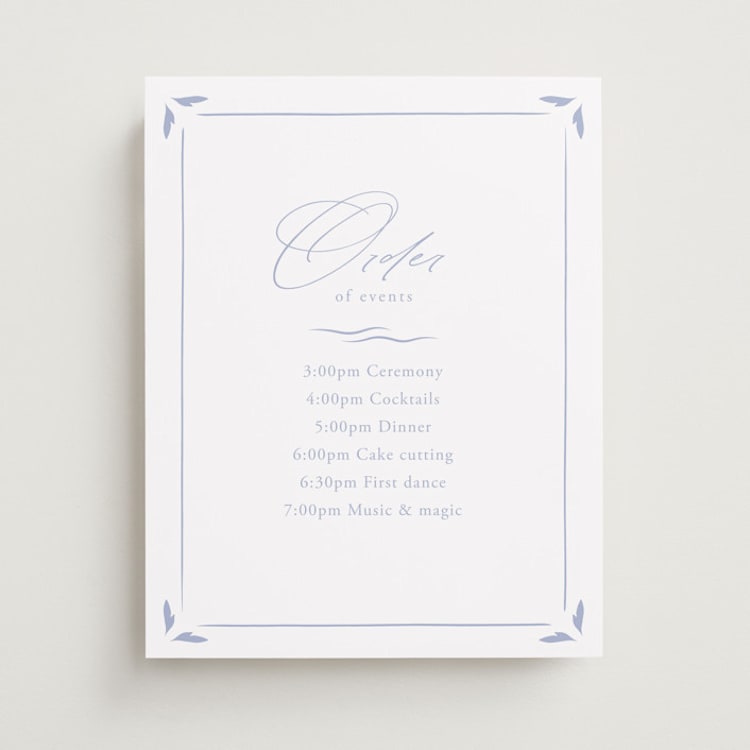 "Ocean Dreams" - Schedule Signs in Pale Cerulean by Sabrin Deirani - Front