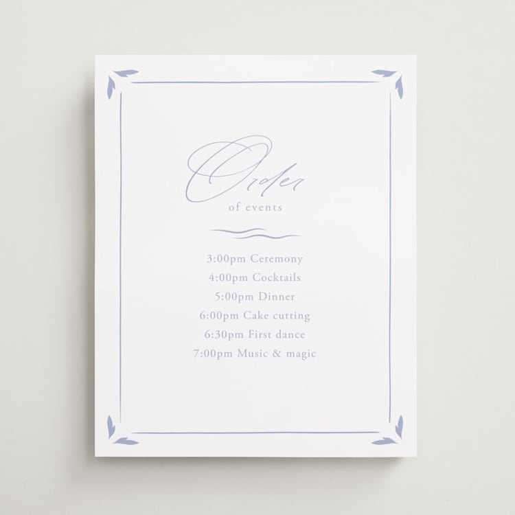 "Ocean Dreams" - Schedule Signs in Pale Cerulean by Sabrin Deirani - Front