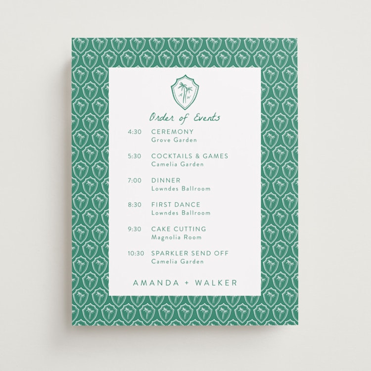 "Palm Tree Crest" - Schedule Signs in Palm by Erika Firm - Front