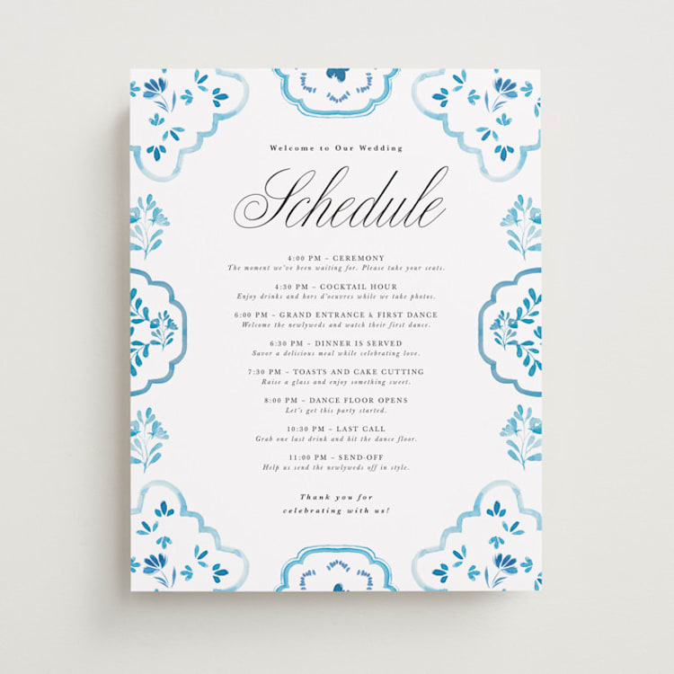 "Almafi" - Schedule Signs in Cerulean by Itsy Belle Studio - Front