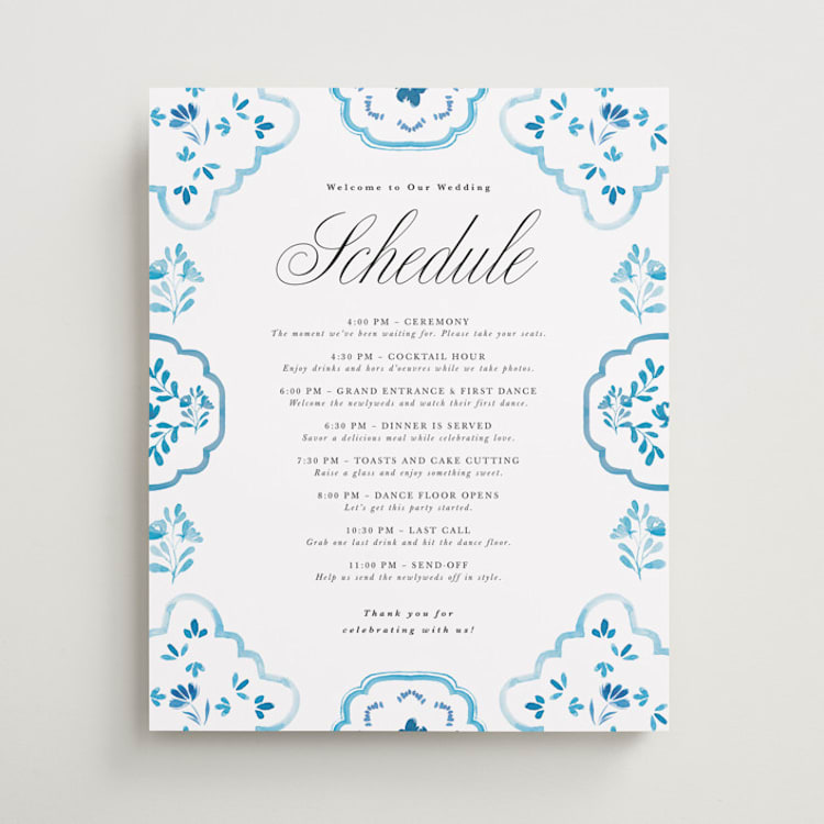 "Almafi" - Schedule Signs in Cerulean by Itsy Belle Studio - Front