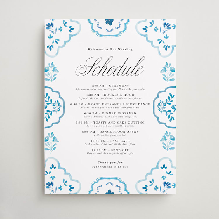 "Almafi" - Schedule Signs in Cerulean by Itsy Belle Studio - Front