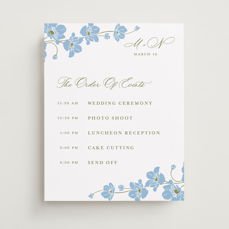 "Anemones" - Schedule Signs in Azure by letterfix - Front