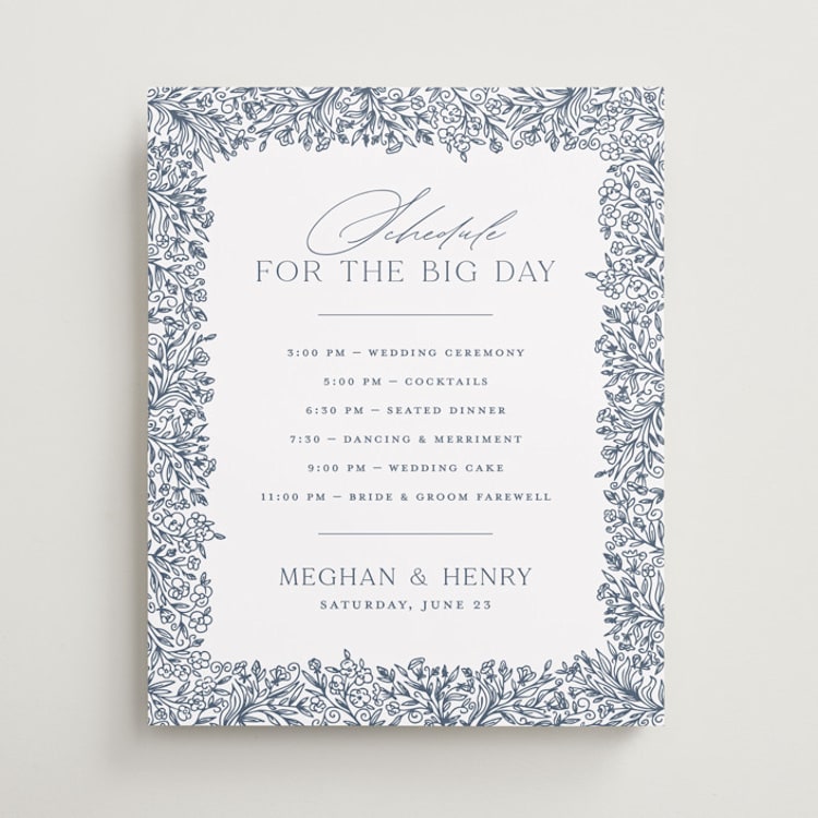 "Hummingbird Botanicals" - Schedule Signs in Provincial Blue by Erin Deegan - Front