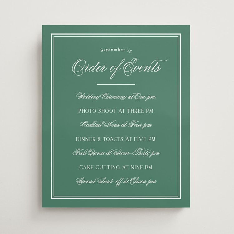 "Fresh Classic" - Schedule Signs in Emerald by letterfix - Front