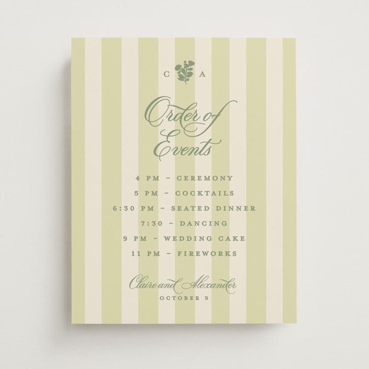 "Heirloom" - Schedule Signs in Citrine by Creo Study - Front