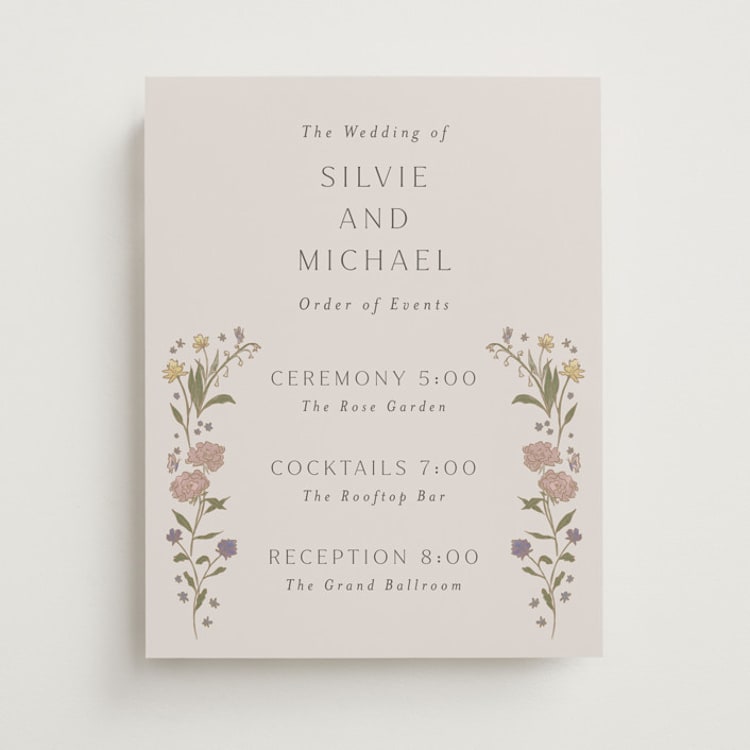 "Parisian Garden" - Schedule Signs in Petal by Nicoletta Savod - Front