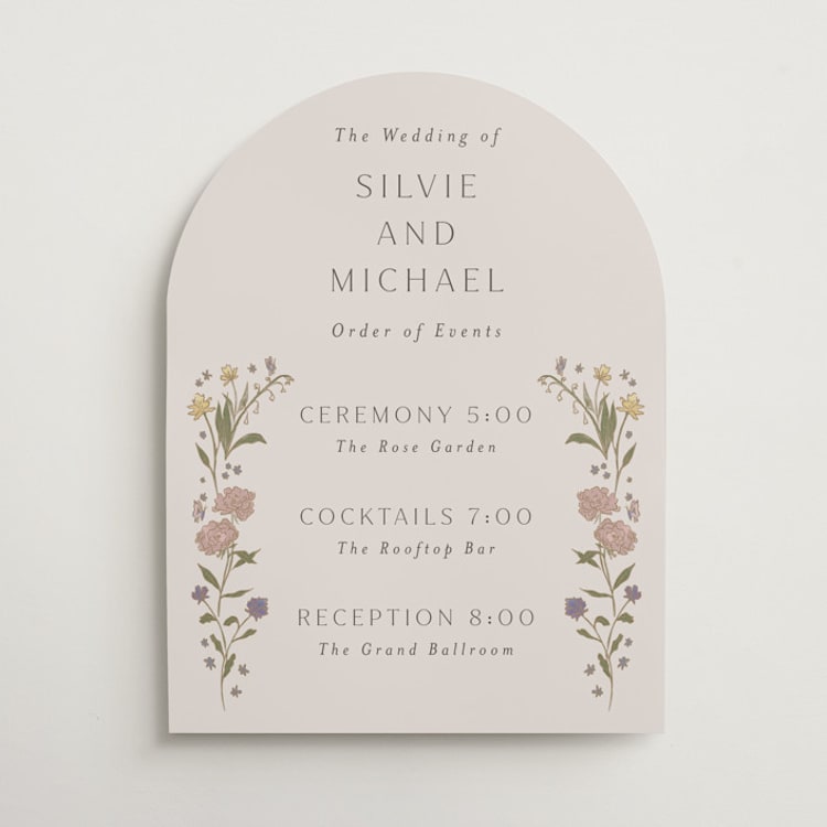 "Parisian Garden" - Schedule Signs in Petal by Nicoletta Savod - Front