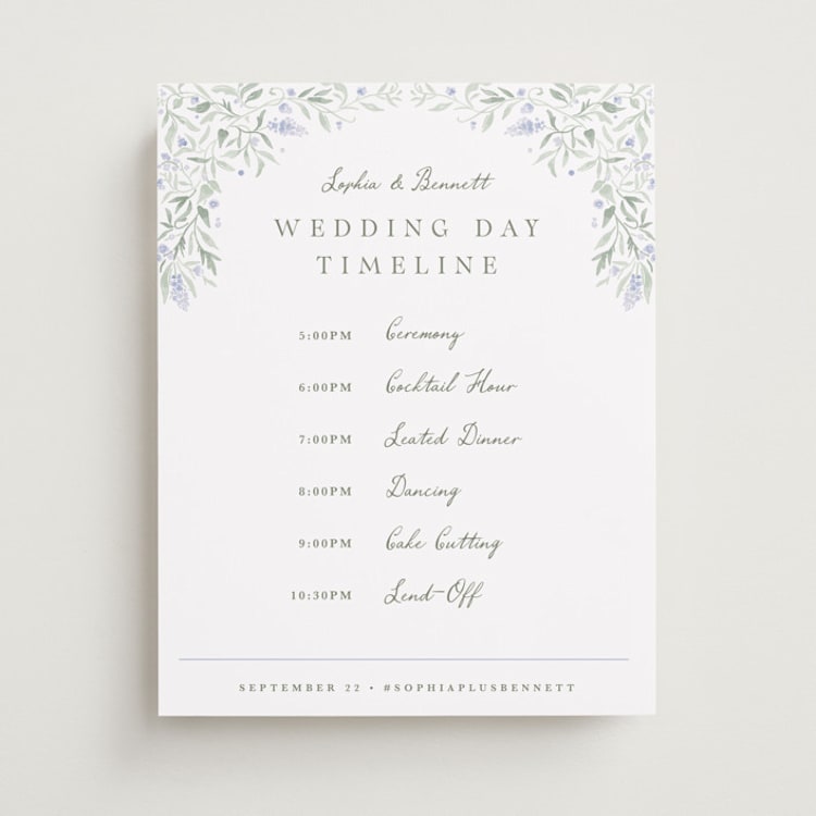 "Delicate Vines" - Schedule Signs in Periwinkle by Kristen Smith - Front