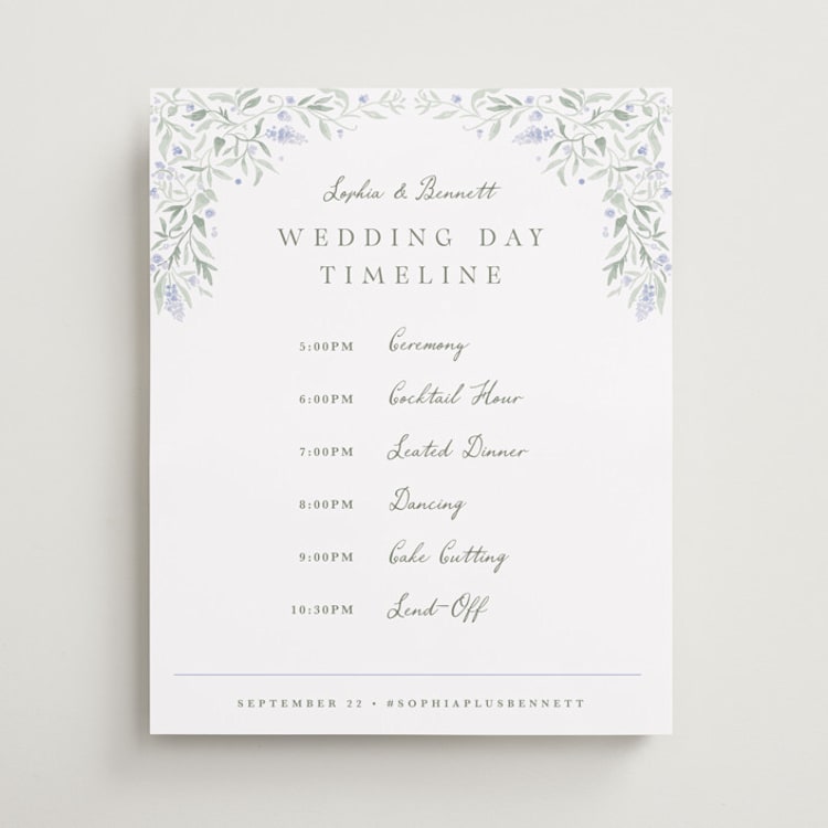"Delicate Vines" - Schedule Signs in Periwinkle by Kristen Smith - Front