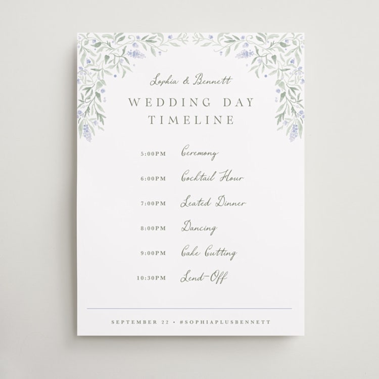 "Delicate Vines" - Schedule Signs in Periwinkle by Kristen Smith - Front