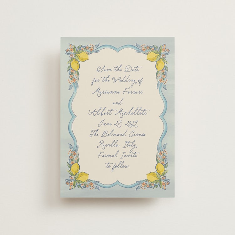 "Amalfi Coast Wedding" - Save the Dates in Aqua by Chris Griffith - Front