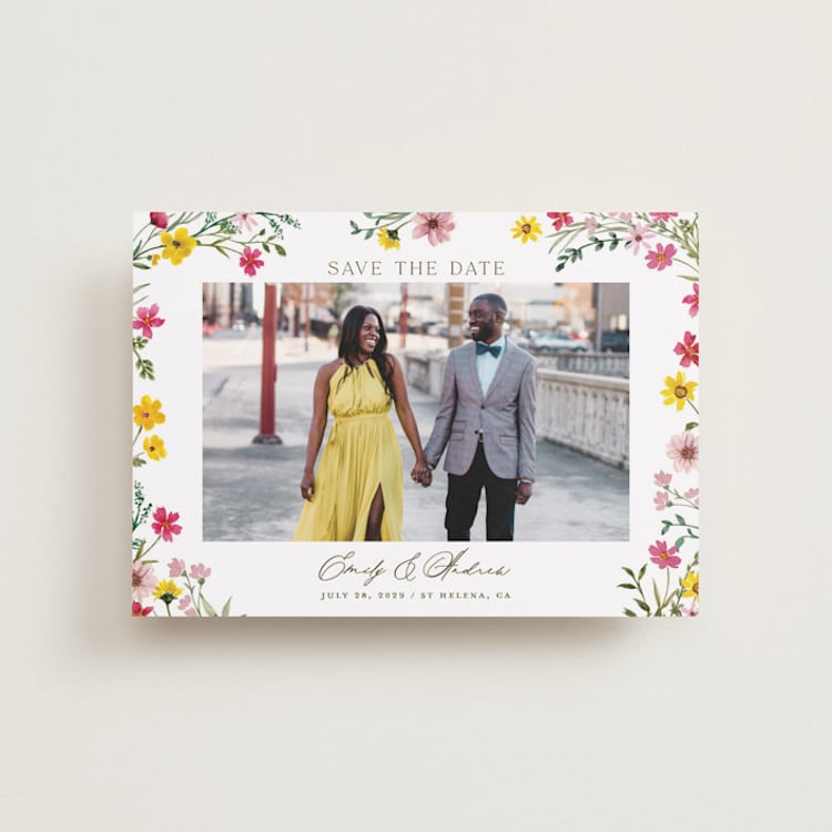 "Wildflower wreath" - Save the Dates in Peony by Yaling Hou Suzuki - Front