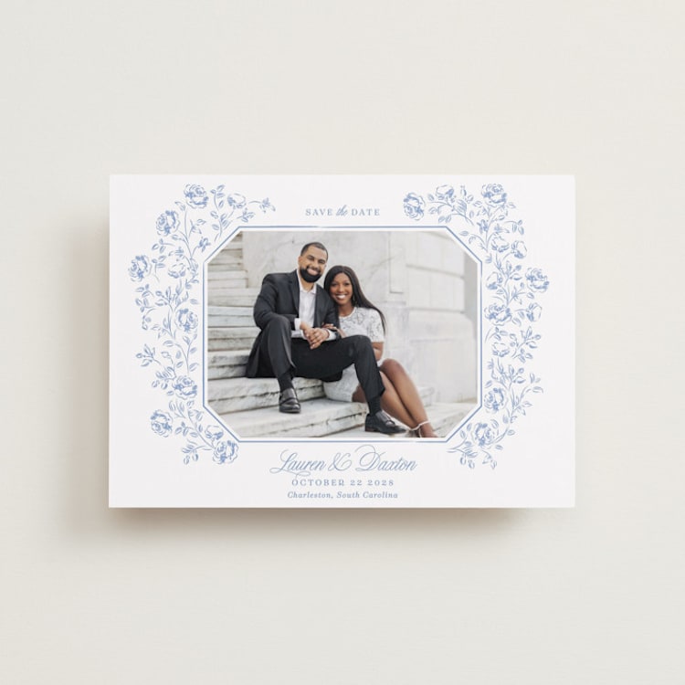"Framed Florals" - Save the Dates in Sky by Robert and Stella - Front