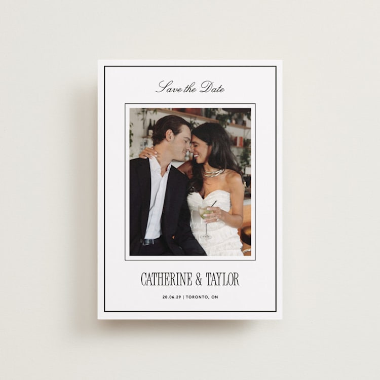 "Formal Minimalist" - Save the Dates in Silk by Kelly Schmidt - Front