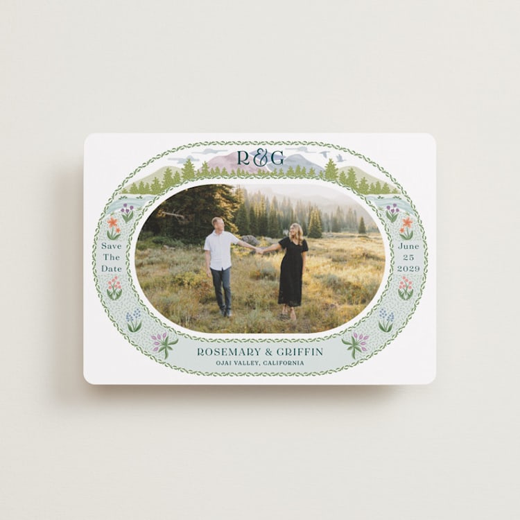 "River Valley" - Save the Dates in Pine by Paper Sun Studio - Front