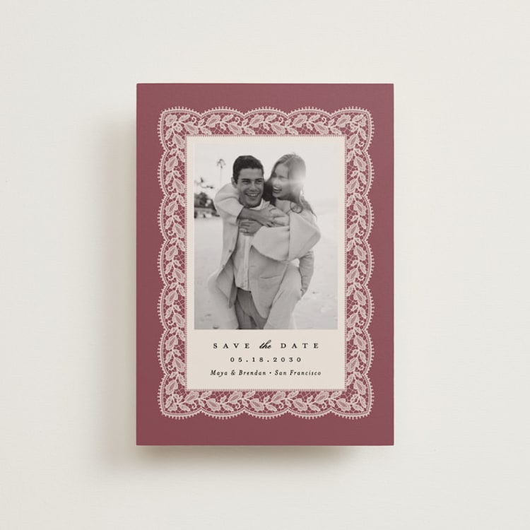 "Chantilly" - Save the Dates in Mauve by Erica Krystek - Front