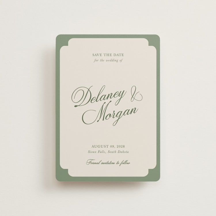 "classic bold border" - Save the Dates in Olive by Cass Loh - Front