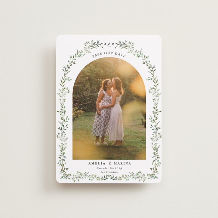 "Monogramed Arch" - Save the Dates in Mojito by Susan Moyal - Front