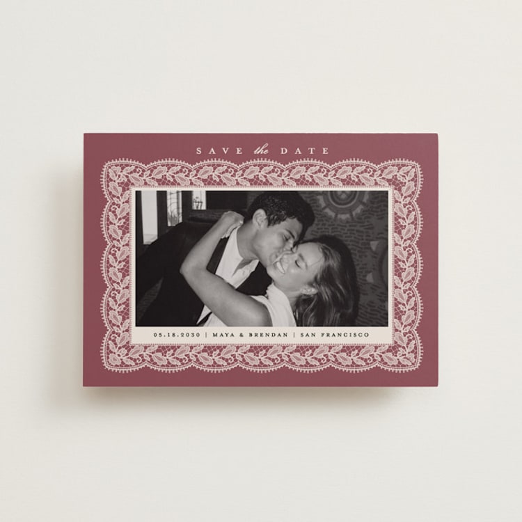 "Chantilly" - Save the Dates in Mauve by Erica Krystek - Front
