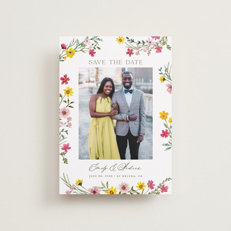 "Wildflower wreath" - Save the Dates in Peony by Yaling Hou Suzuki - Front