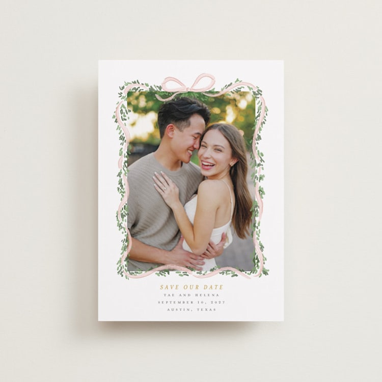 "Ribbonly Frame" - Save the Dates in Blush by Itsy Belle Studio - Front