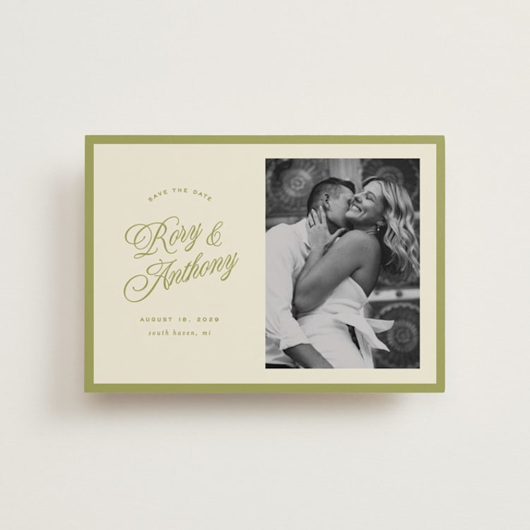 "rory" - Save the Dates in Olive by Ellen Schlegelmilch - Front