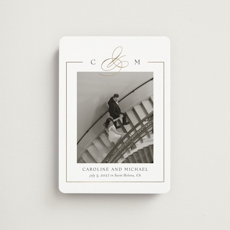 "Framed Monogram" - Save the Dates in Silk by Kelly Schmidt - Front