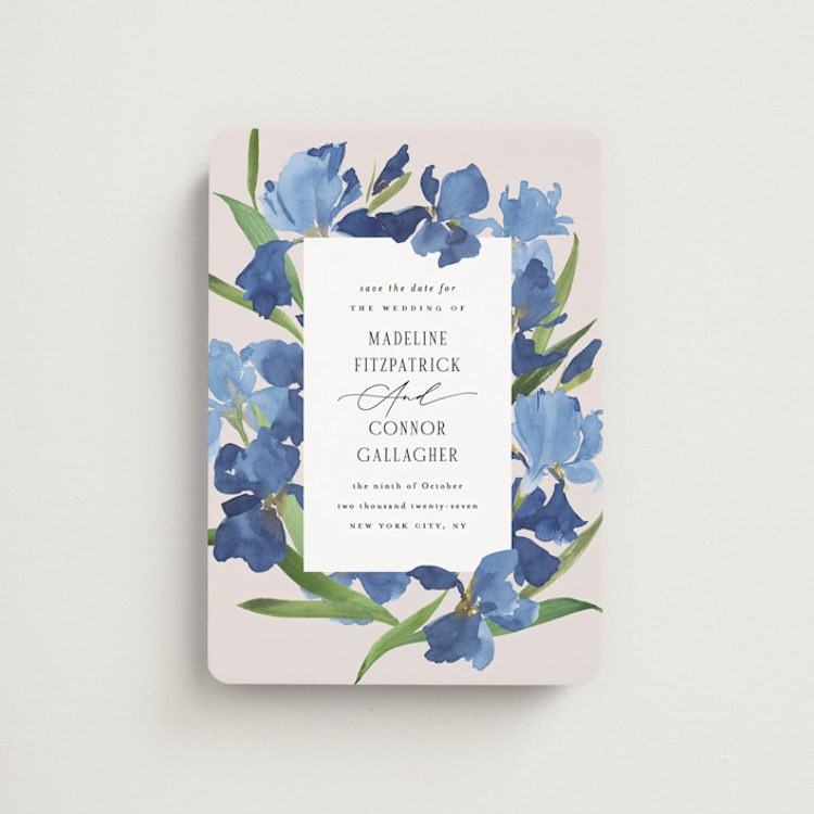 "Irises" - Save the Dates in Natural by Everett Paper Goods - Front